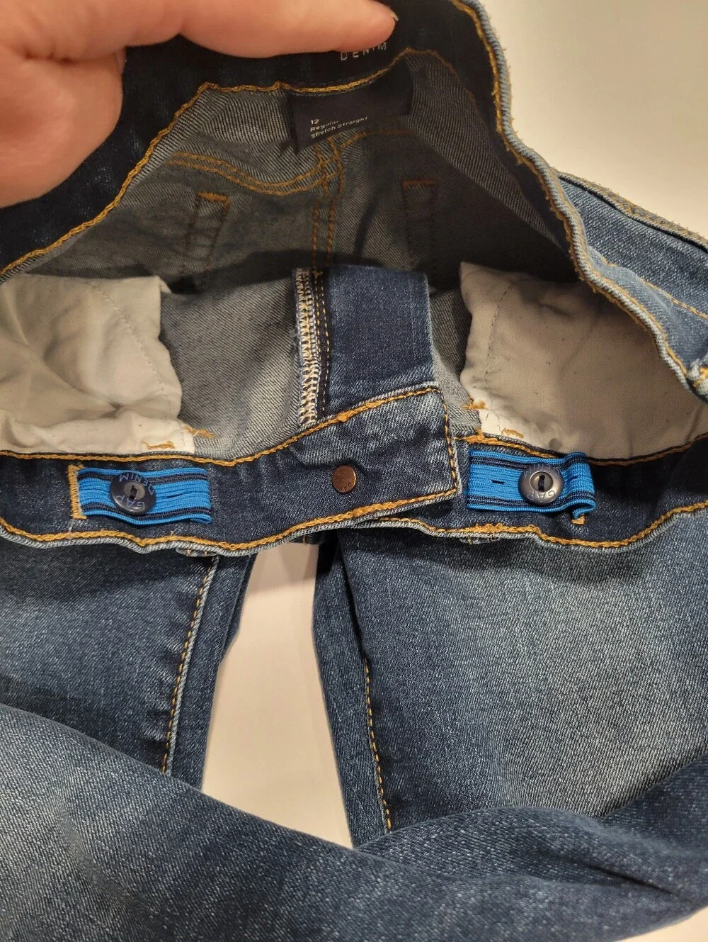 Gap Boys Denim Regular Stretch Straight Jeans Size 12 Adjustable Waistband